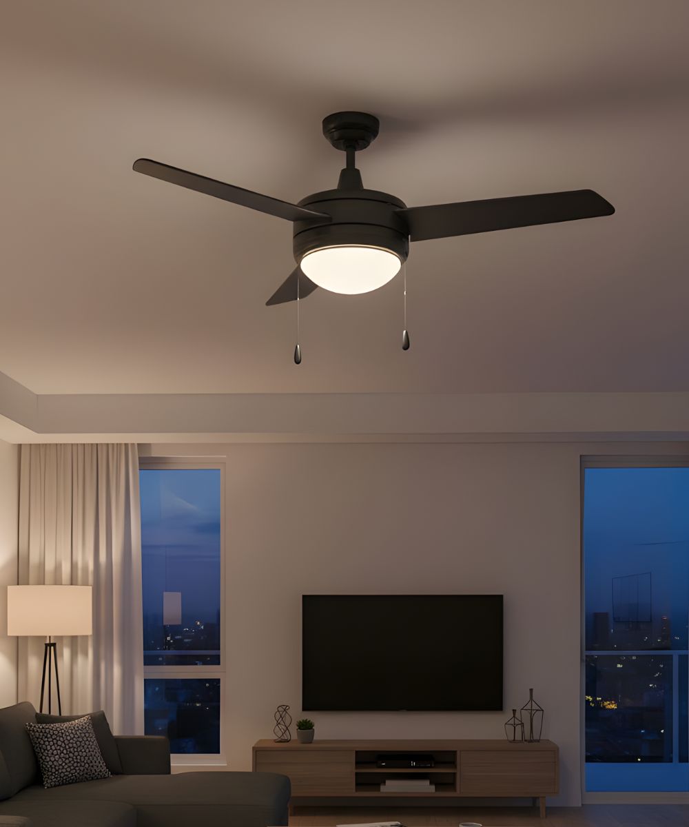 52" Contempo IV 3-Blade Ceiling Fan Matte Black Finish with Integrated LED Light