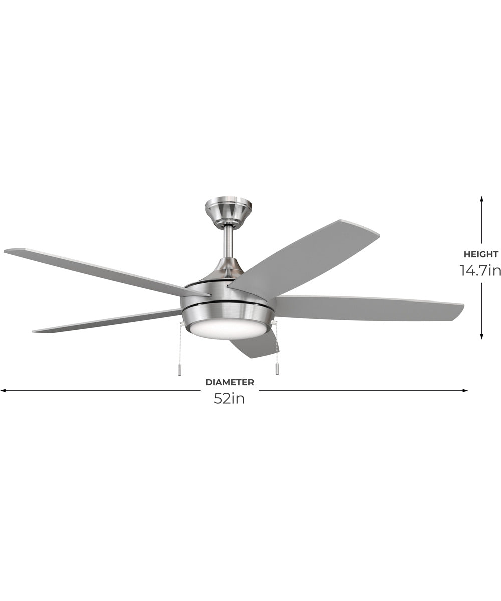 Nolyn V 52 in. 5-Blade Modern LED Ceiling Fan Brushed Nickel