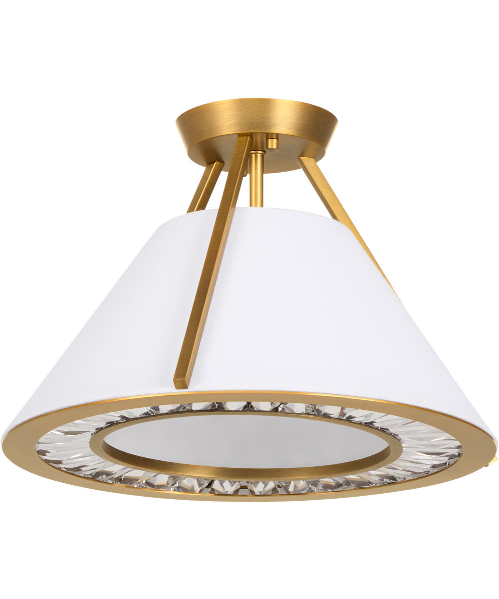 Gorham 3-light Ceiling Flush Mount Brushed Brass|Clear|White