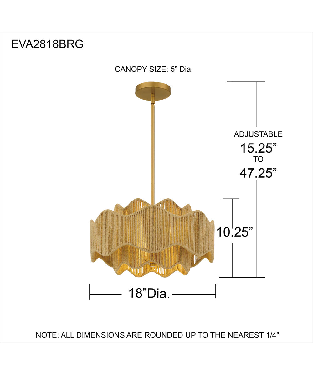 Evander 3-light Pendant Brushed Gold