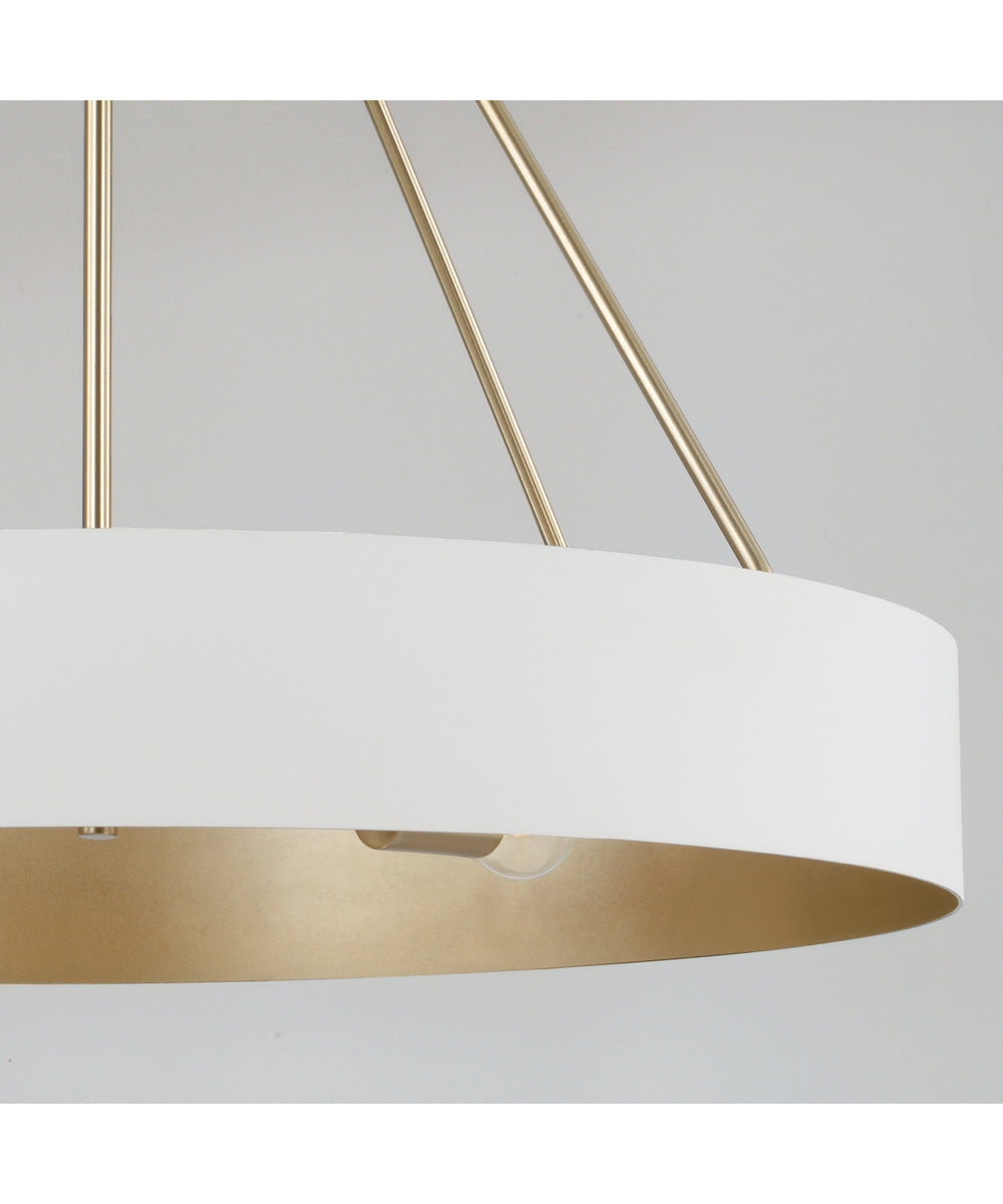 Weller 4-Light Chandelier Matte Brass and White