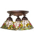 16" Wide Tiffany Rosebush 3 Light Semi-Flush Mount