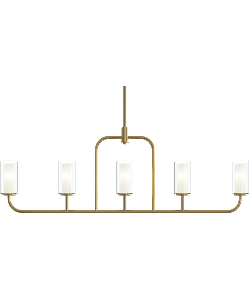 Mack 5-Light Linear Chandelier with Layered Glass Shades Brushed Gold