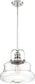 14"W Basel 1-Light Pendant Polished Nickel / Clear