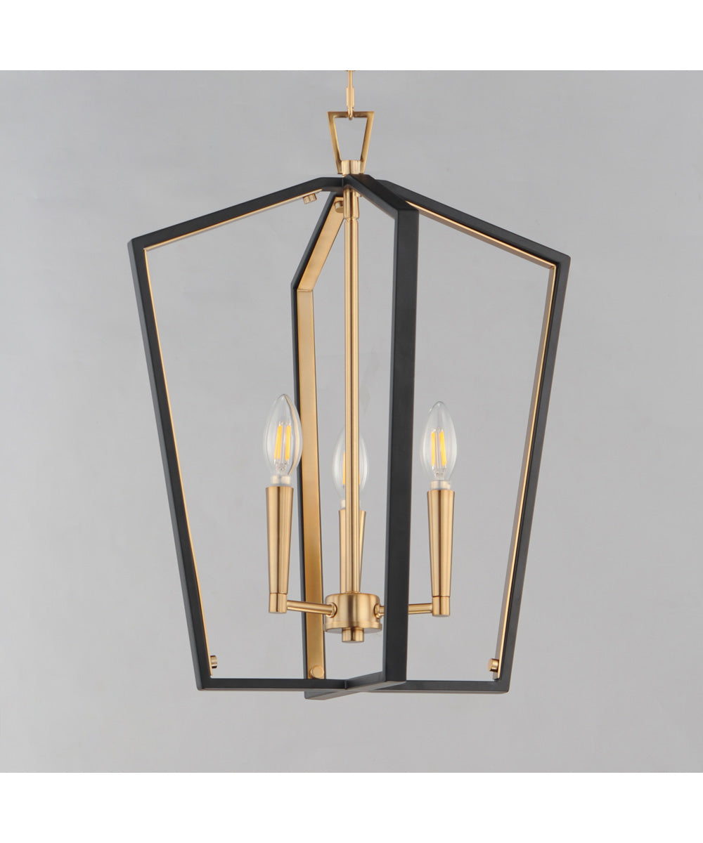 Melrose 3-Light Pendant Black / Natural Aged Brass