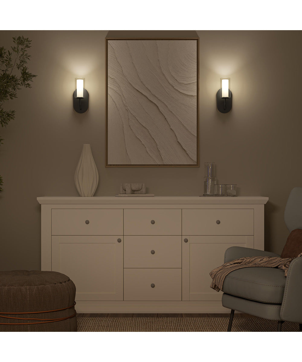 Mack 1-Light Wall Sconce with Layered Glass Shade Matte Black