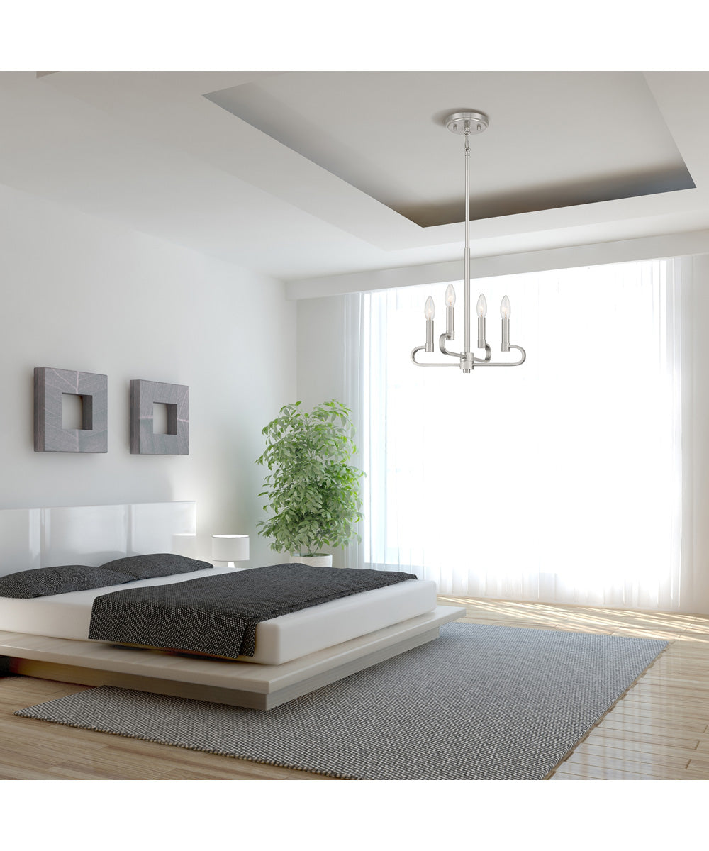 Summit 4 Light Chandelier Convertible Brushed Nickel