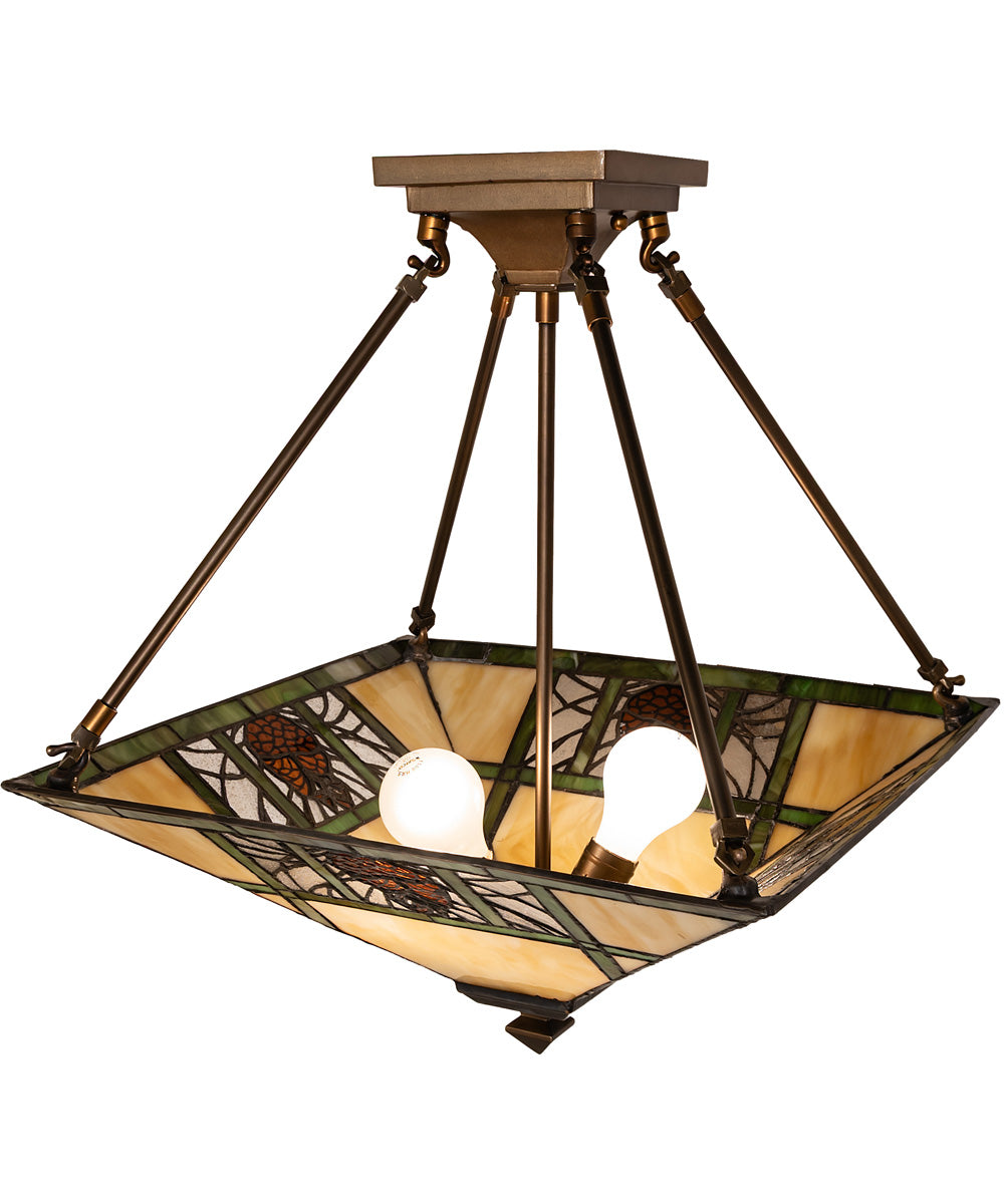 17" Square Pinecone Ridge Semi-Flush Mount