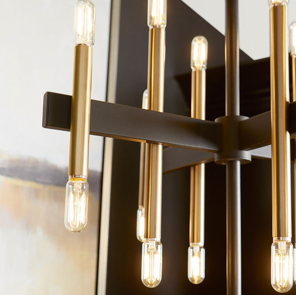 Luxe 16-light Chandelier Textured Black w/ Aged Brass