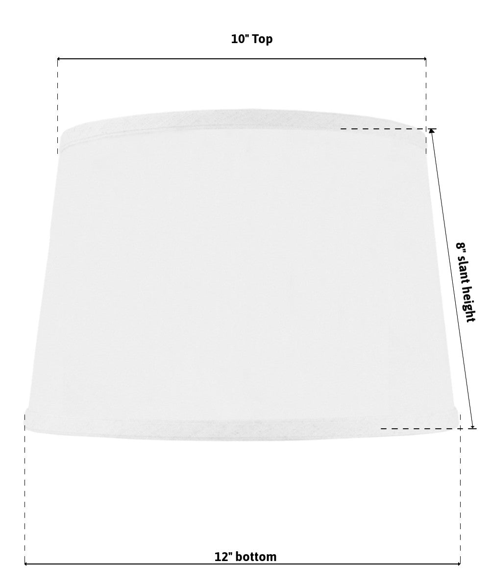 12"W x 8"H SLIP UNO FITTER Hardback Shallow Drum Lamp Shade White Linen