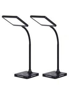 Brilli 21"H Charge Up Circadian LED Desk Lamp (Set of 2), Black Finish with Touch Switch, Night Light on Base