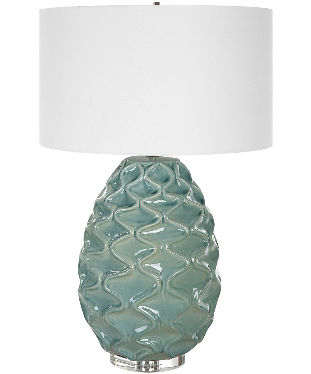 Laced Up Sea Foam Glass Table Lamp