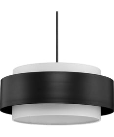 Silva 3-Light White Linen Shade Pendant Matte Black