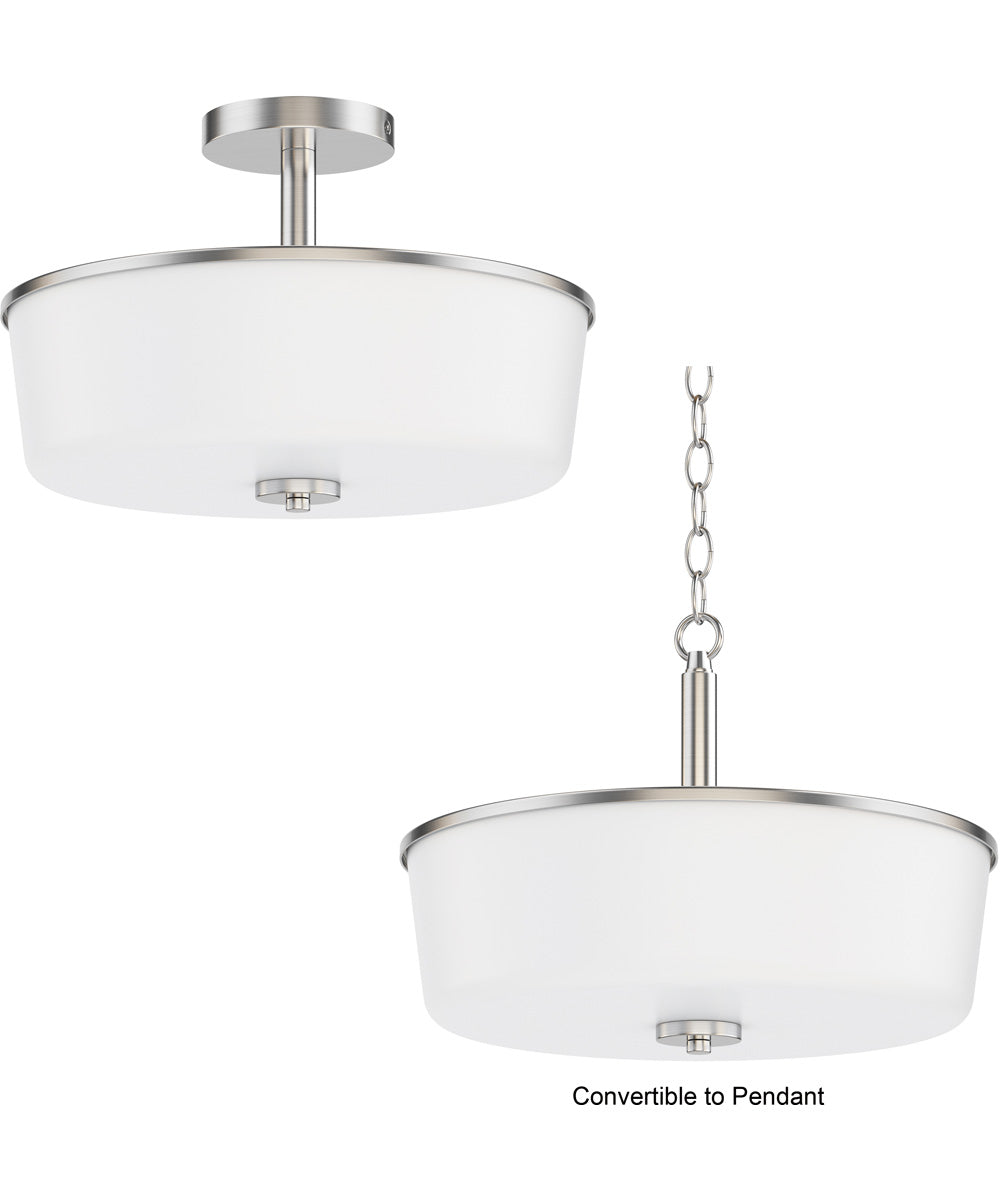Fuller 3-Light Semi Flush/Pendant Convertible Satin Nickel