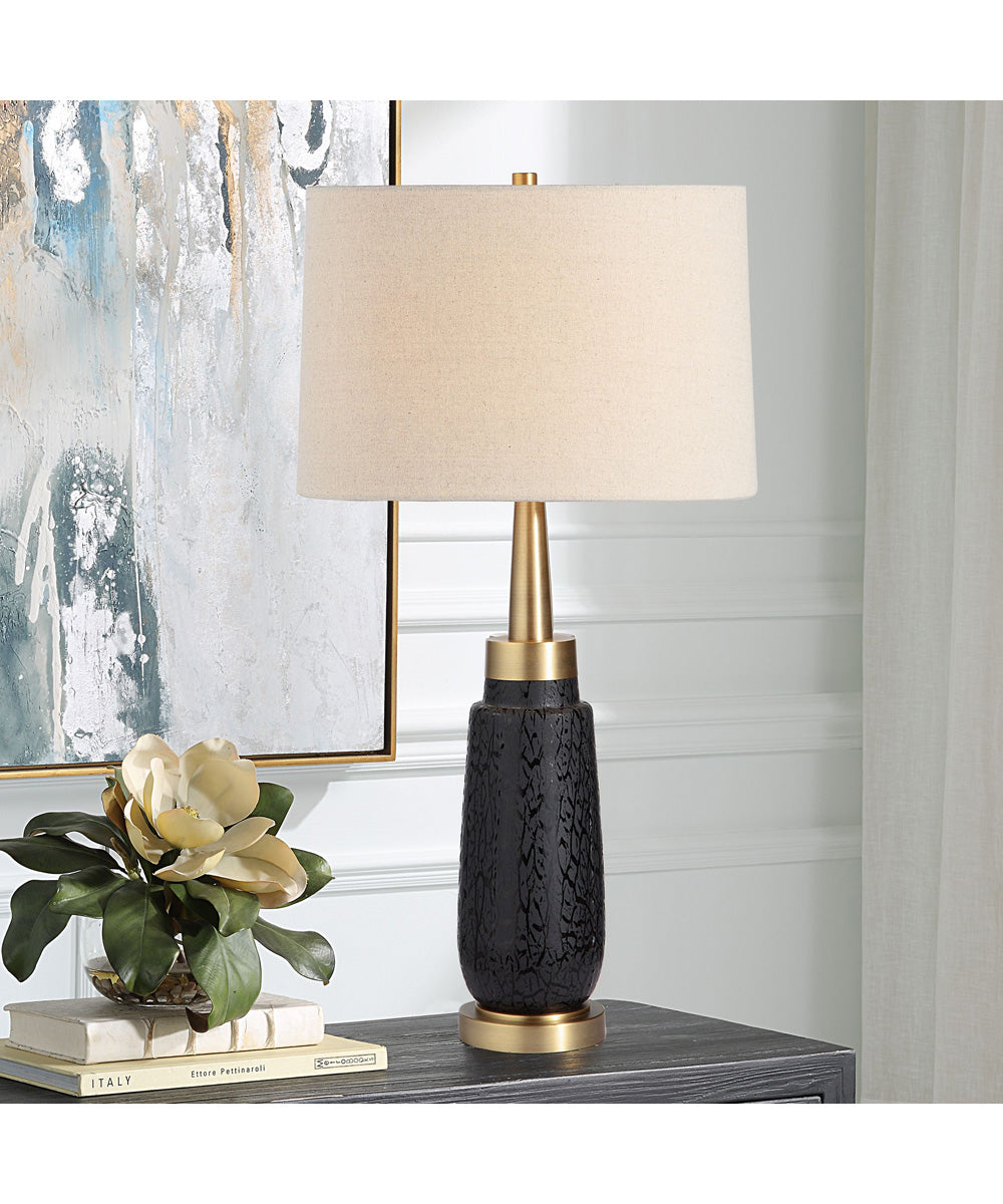 Spyglass Black Wood Grain Table Lamp