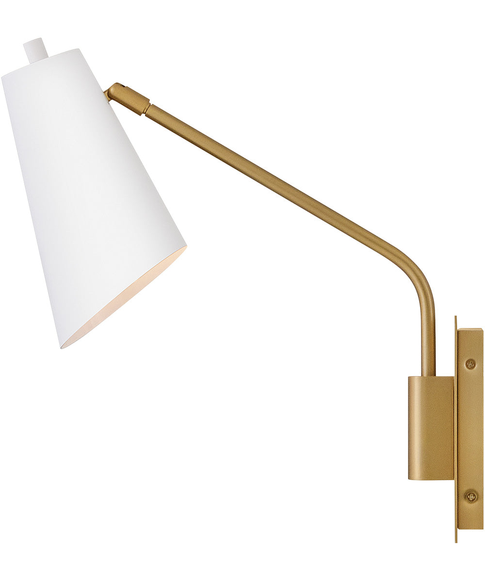 Bray 1-Light Medium Swing Arm Single Light Sconce in Lacquered Brass