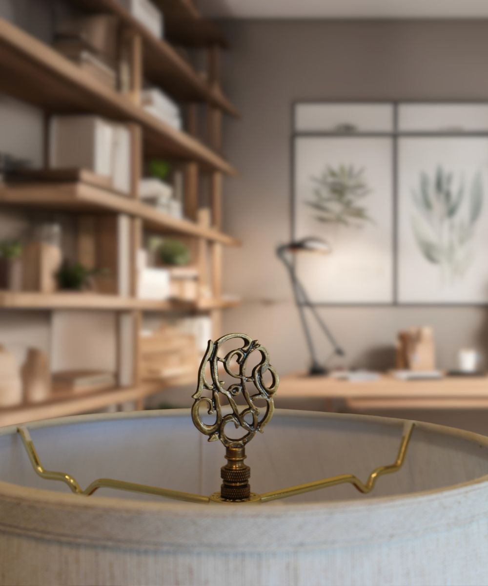 Williamsburg Cipher Lamp Finial Antique Brass, 3"h