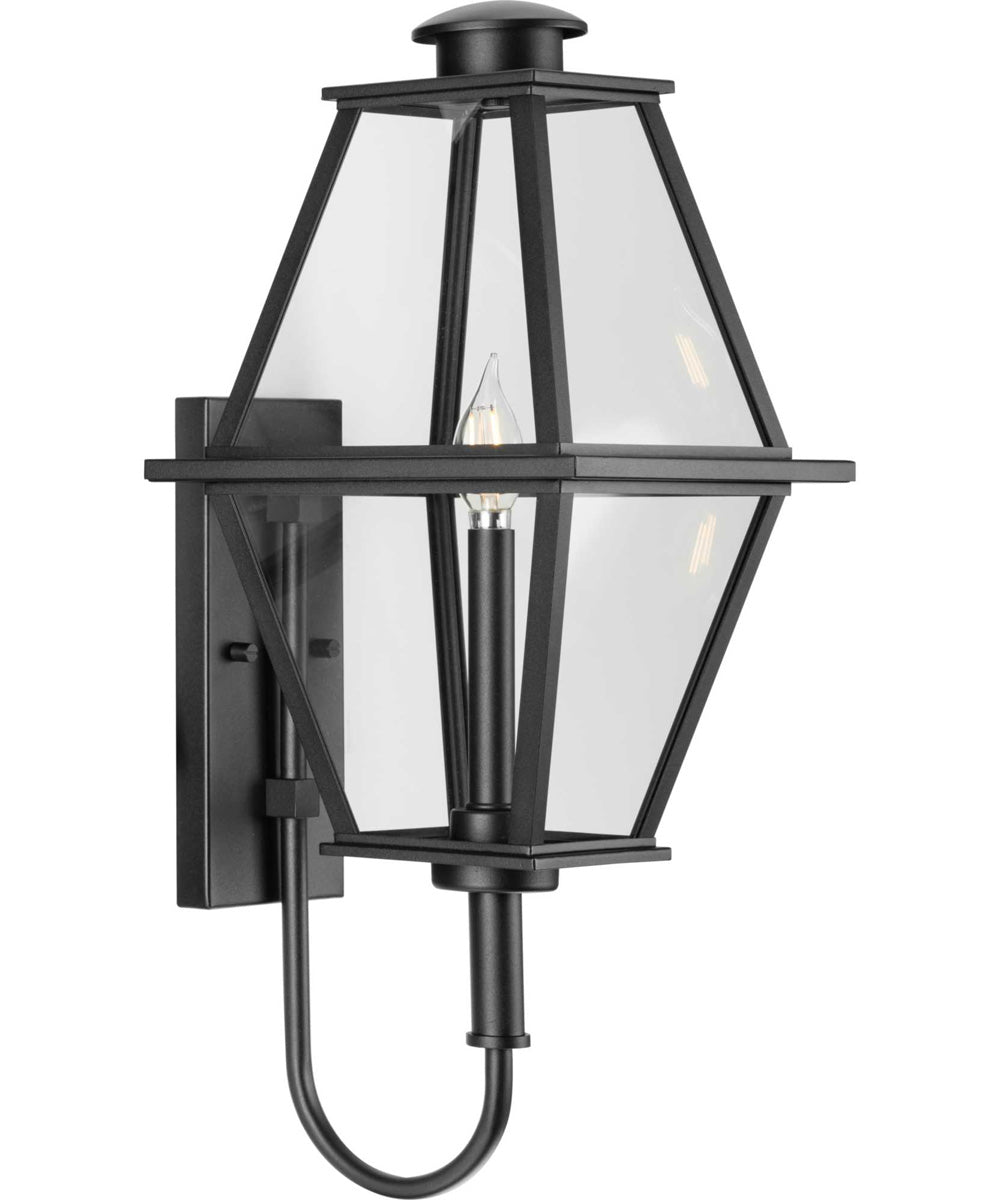 Bradshaw 1-Light Clear Glass Transitional Medium Outdoor Wall Lantern Textured Black