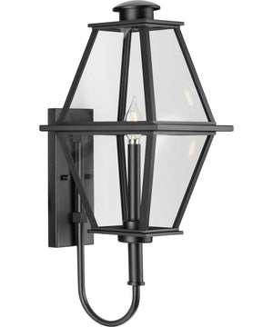 Bradshaw 1-Light Clear Glass Transitional Medium Outdoor Wall Lantern Textured Black