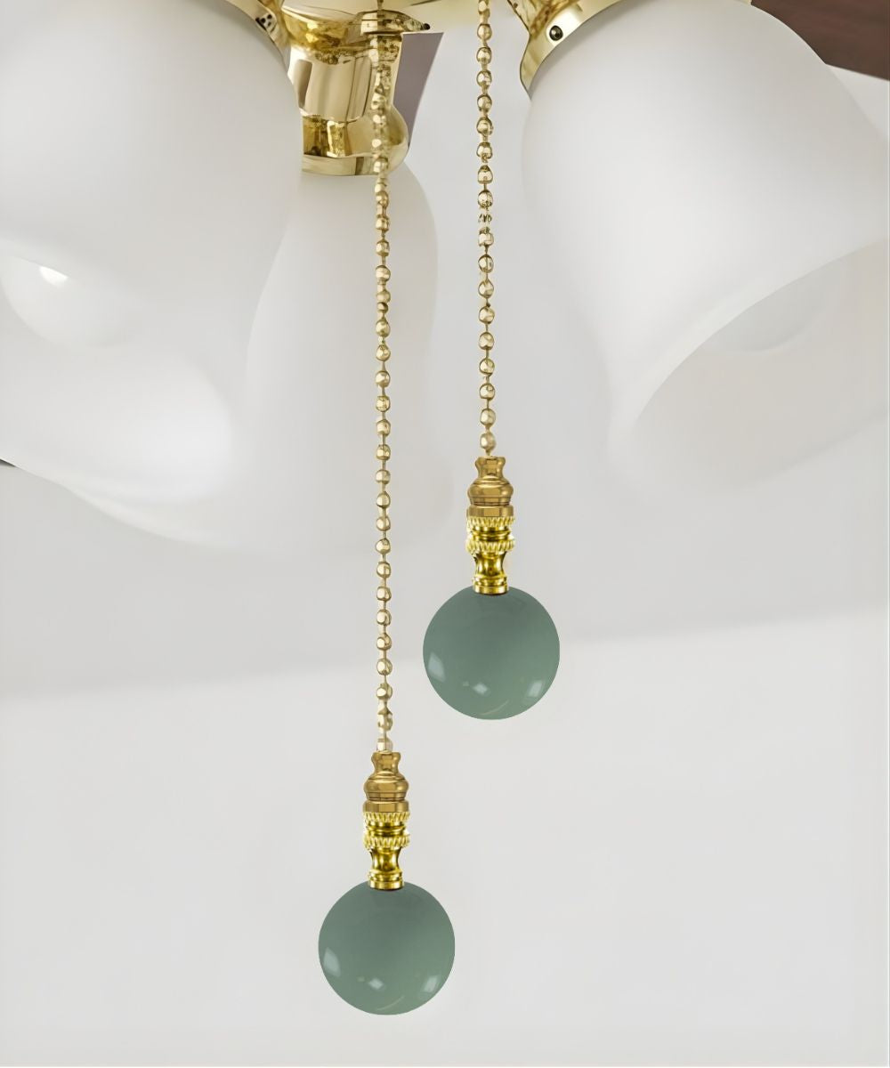 Polished Brass Sage Green Ceramic Ball Fan Pull 2.25"h