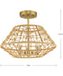Laila 16 in. 3-Light Semi-Flush Convertible with Woven Jute Accents Vintage Brass