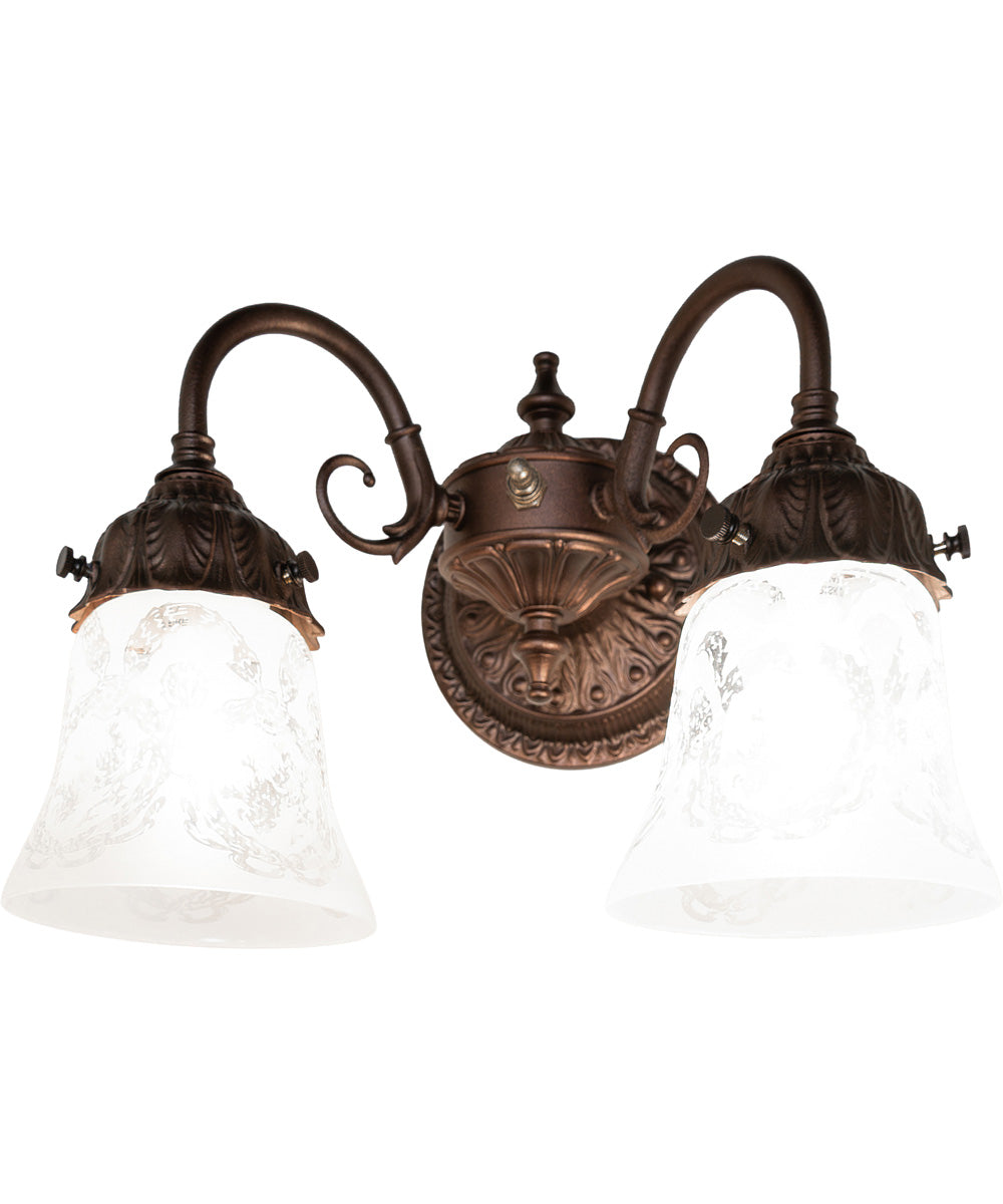 13" Wide Wreath & Garland 2 Light Wall Sconce