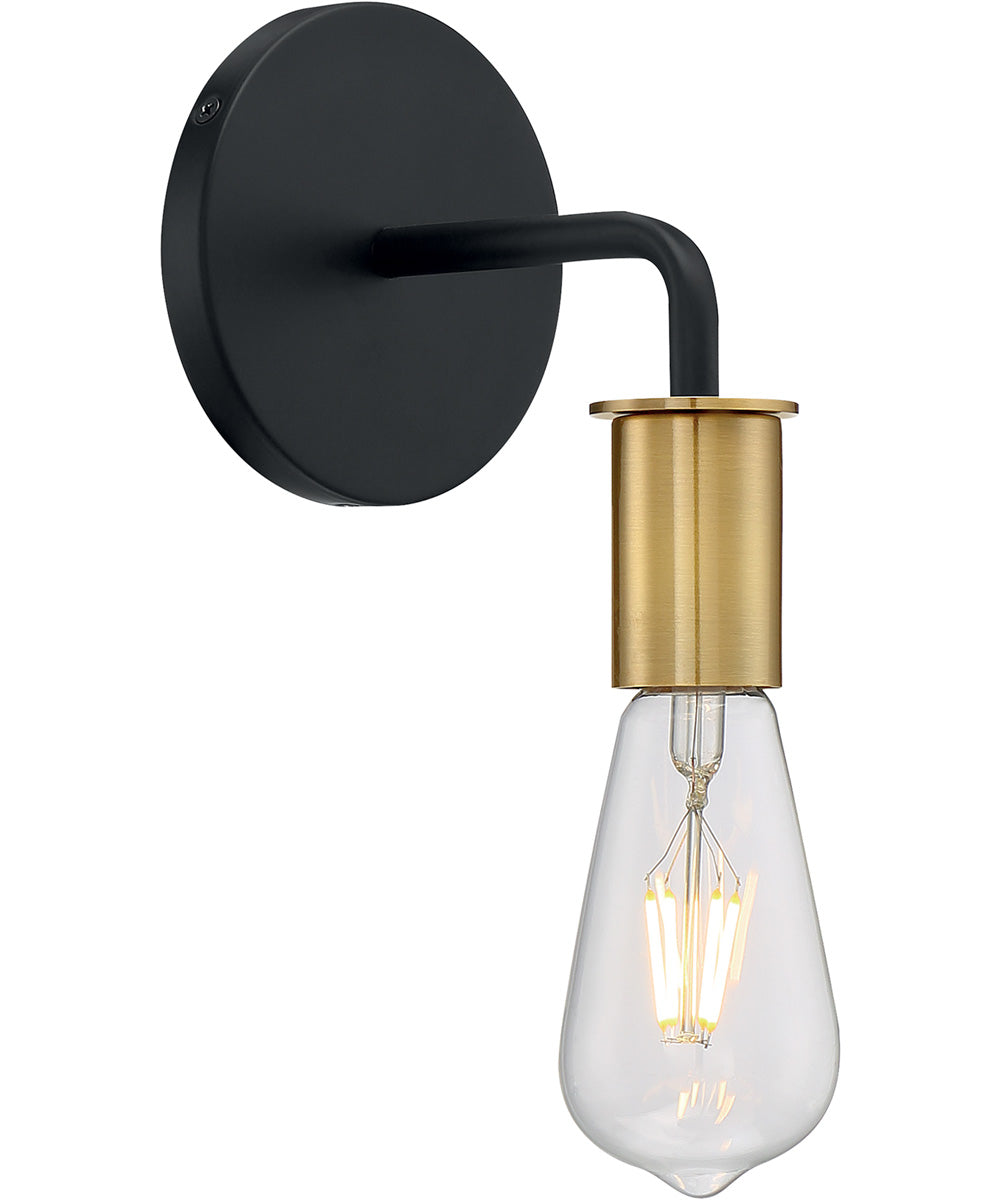 5"W Ryder 1-Light Vanity & Wall Black / Brushed Brass
