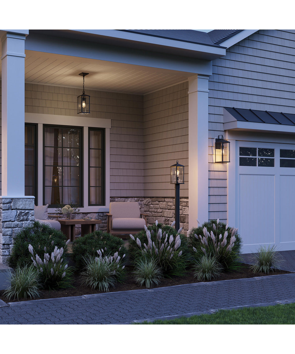 Cantley Outdoor Pendant with Clear Glass Panels Matte Black