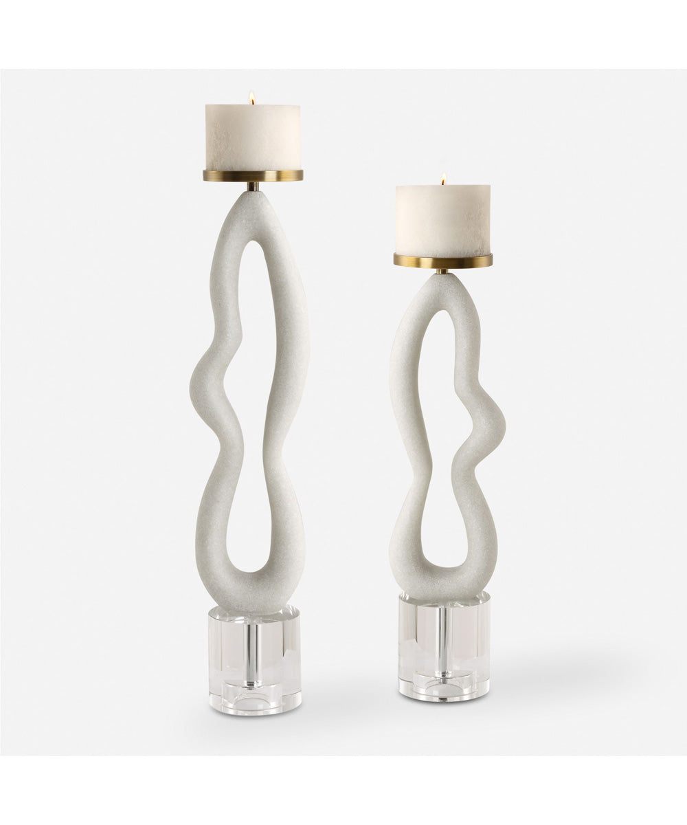 Feamelo Ivory Stone Candleholders, Set of 2