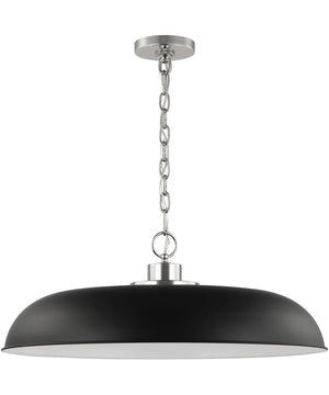 Colony 1-Light Pendant Matte Black / Polished Nickel