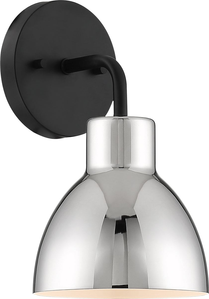6"W Sloan 1-Light Vanity & Wall Matte Black / Polished Nickel