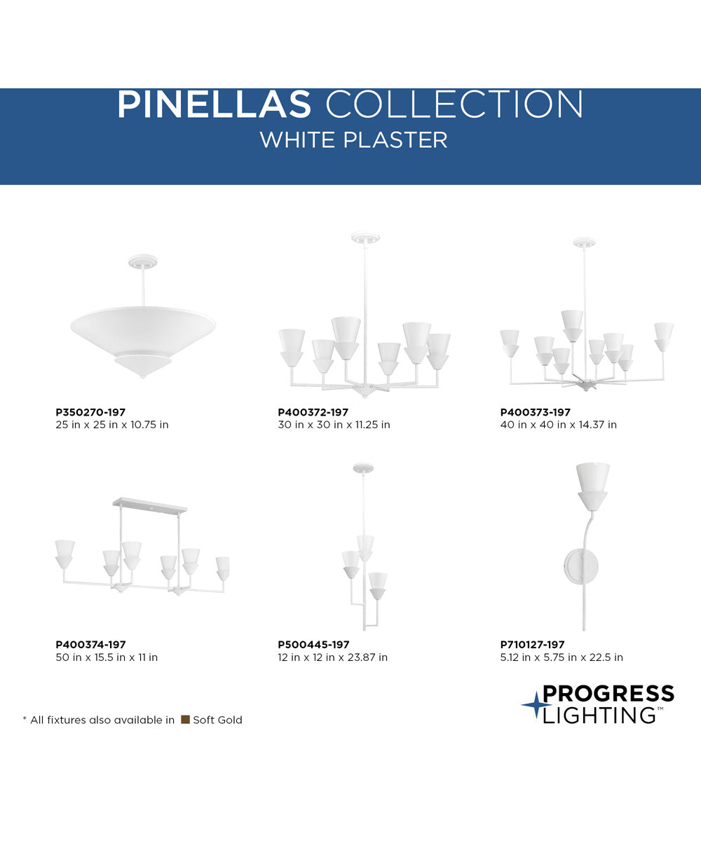 Pinellas 25 in. 4-Light Flush Mount White Plaster