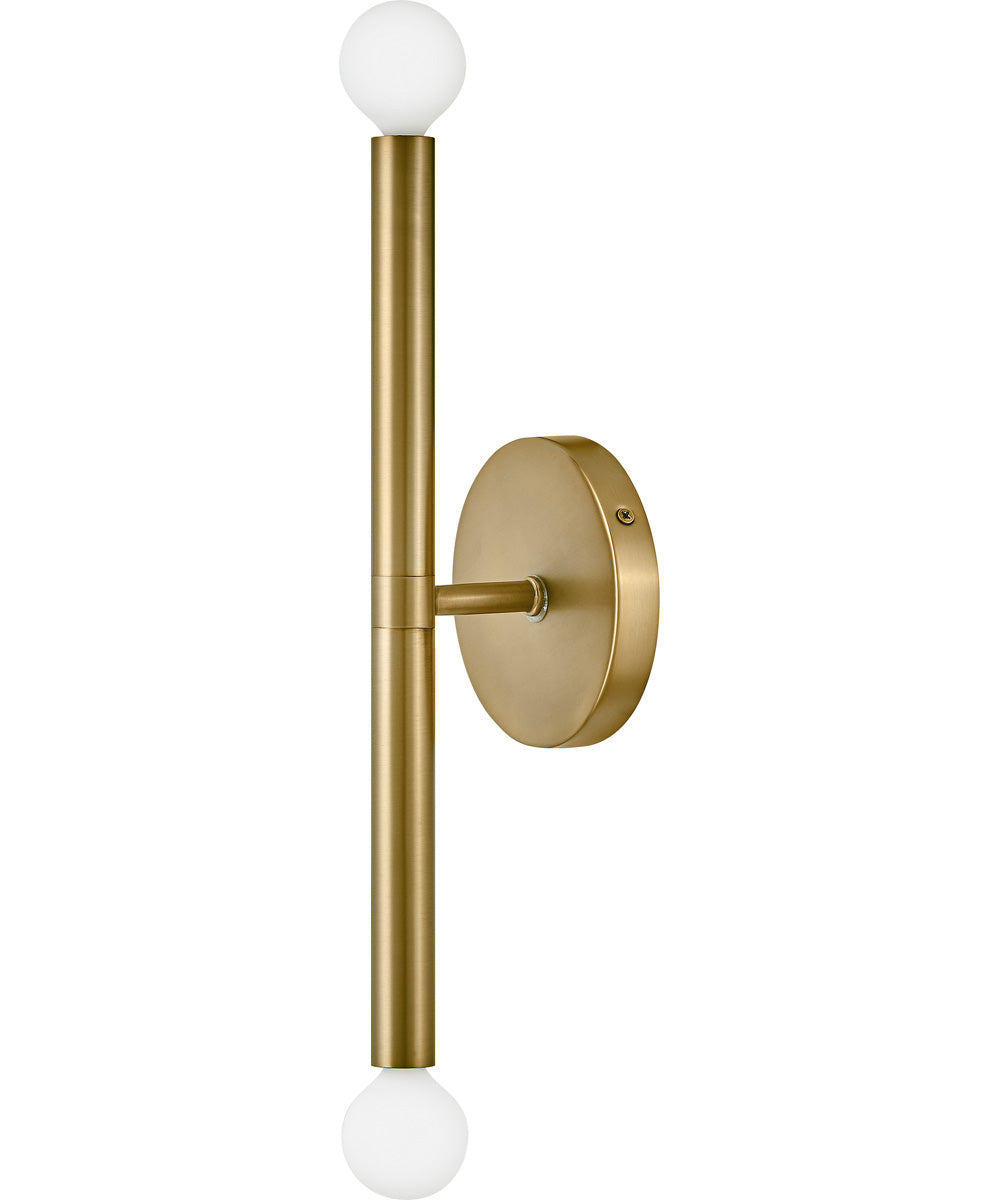 Millie 2-Light Medium Two Light Tall Sconce in Lacquered Brass