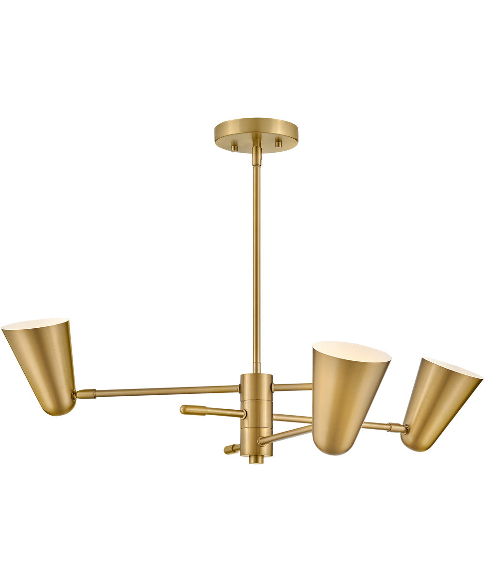 Birdie 3-Light Medium Convertible Mobile Single Tier Chandelier in Lacquered Brass