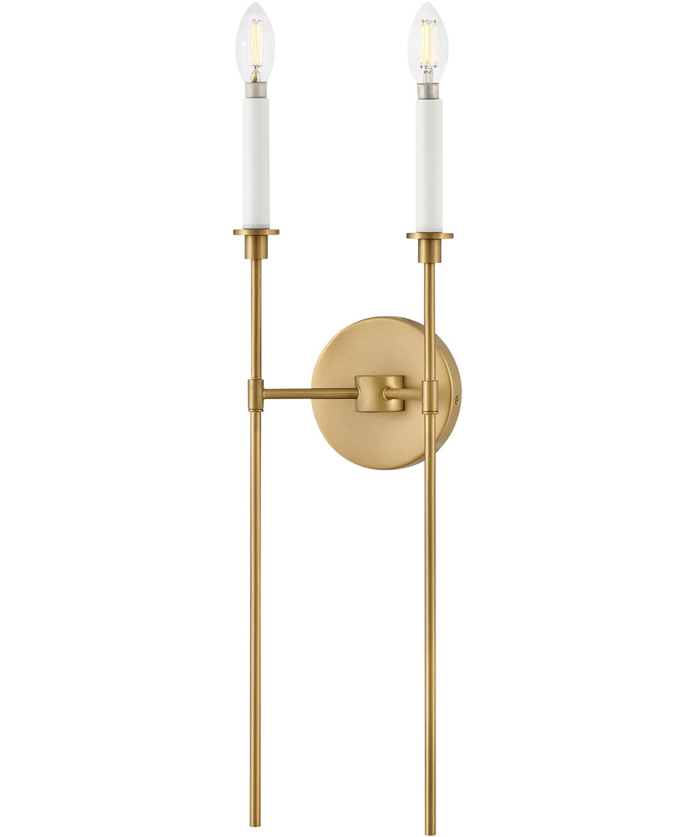 Hux 2-Light Medium Two Light Sconce in Lacquered Brass