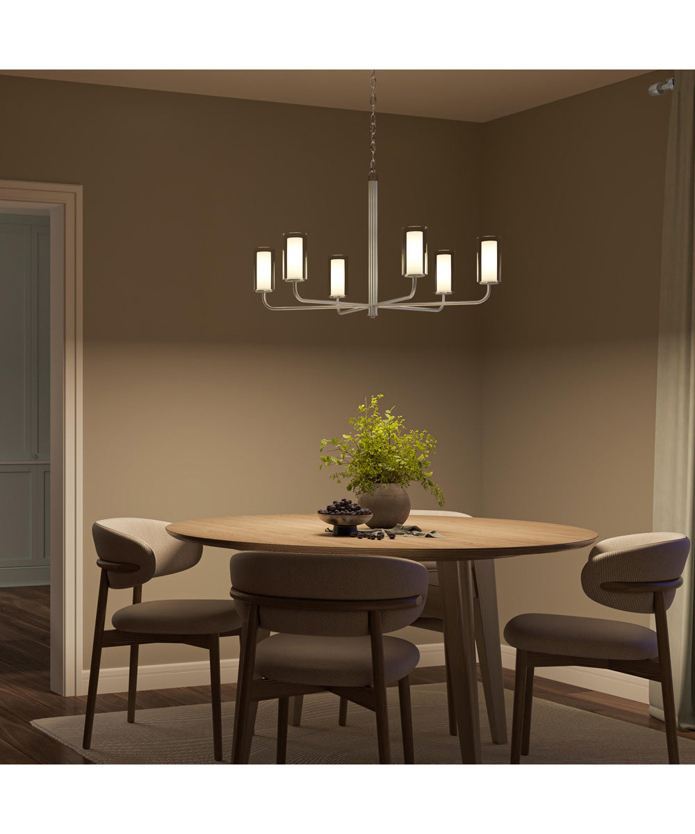 Mack 6-Light Chandelier with Layered Glass Shades Brushed Nickel