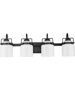 Fessler 4-Light Opal Glass Farmhouse Bath Light Matte Black