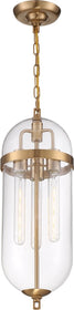 8"W Fathom 3-Light Pendant Vintage Brass / Clear