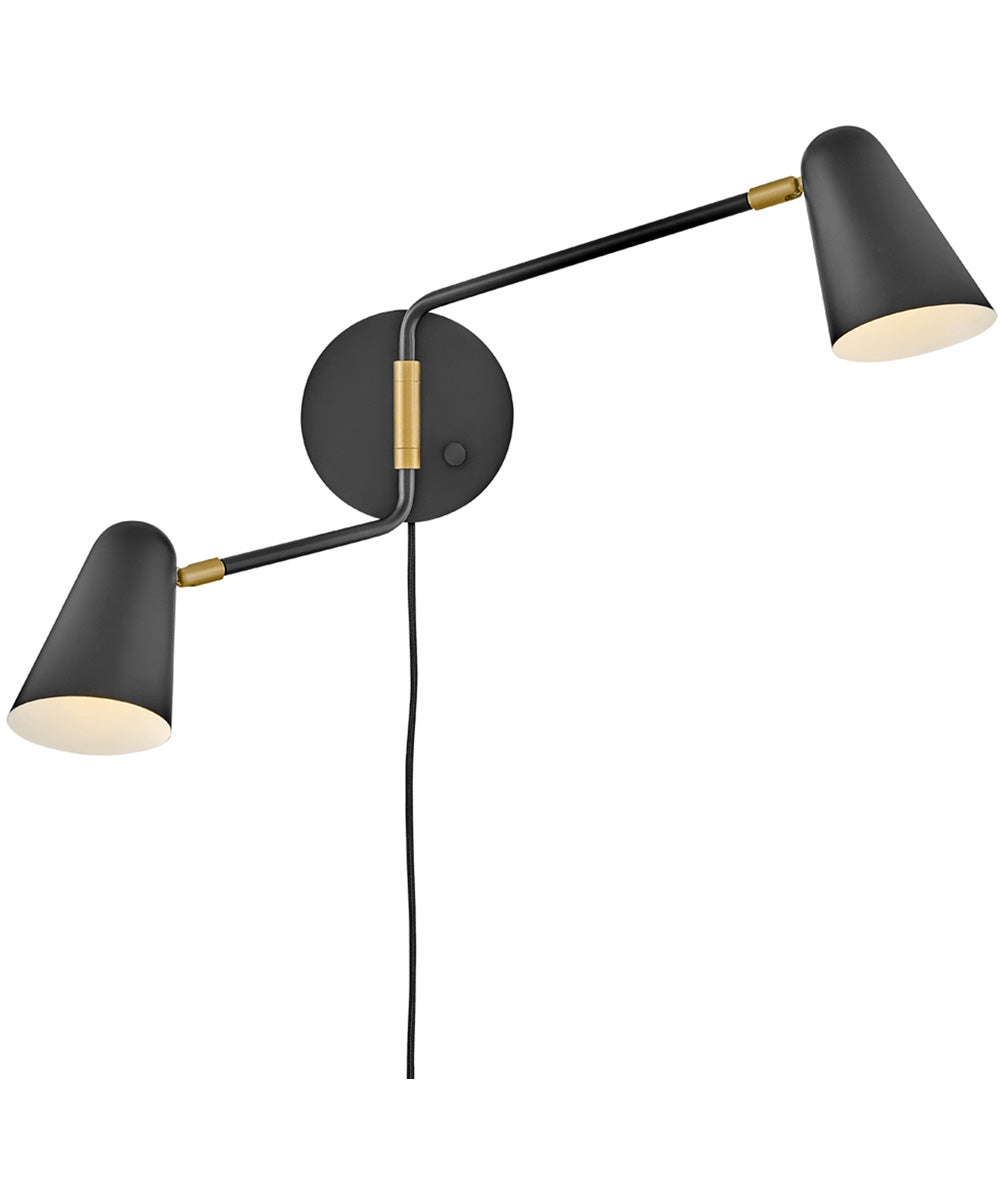 Birdie 2-Light Large Two Light Sconce in Black