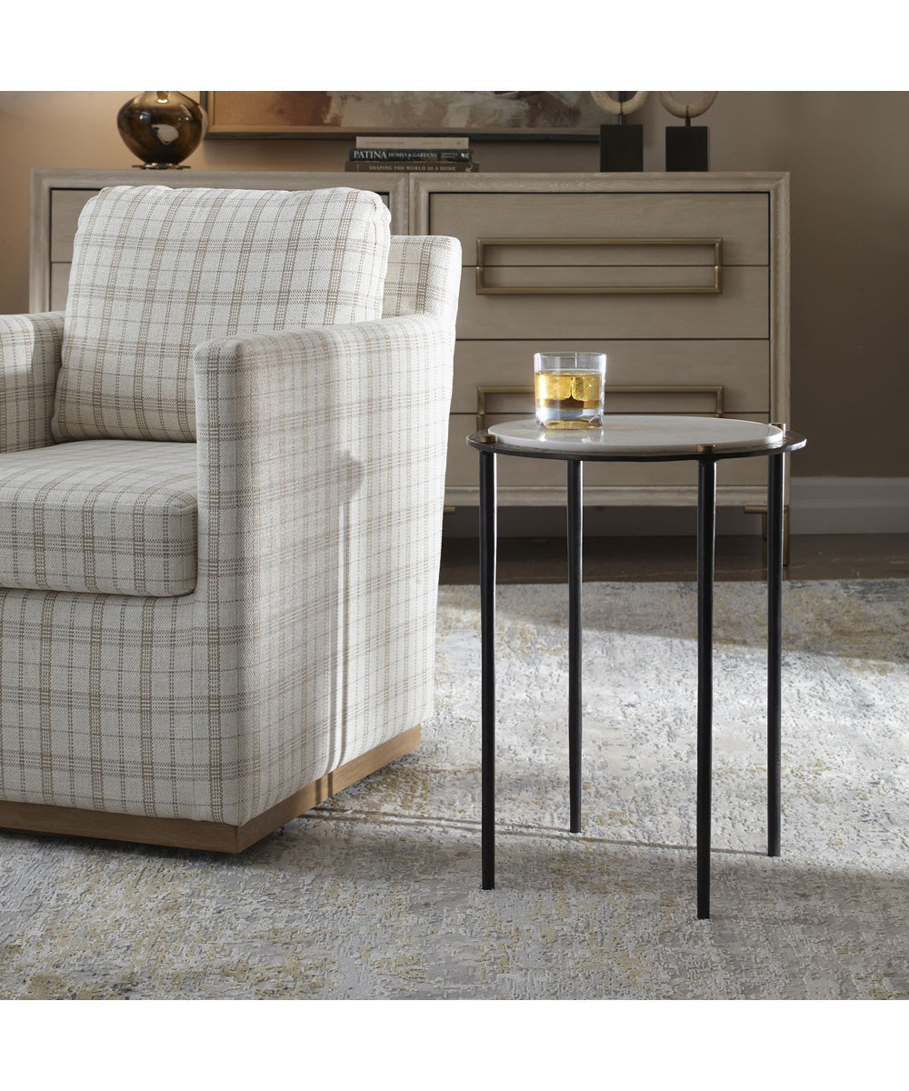 Wren Round White Marble Accent Table