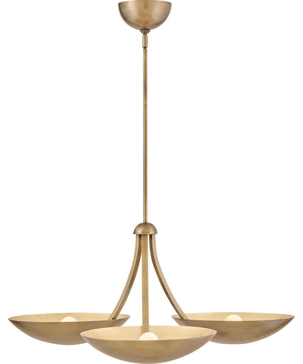 Glenn 3-Light Large Chandelier in Heritage Brass