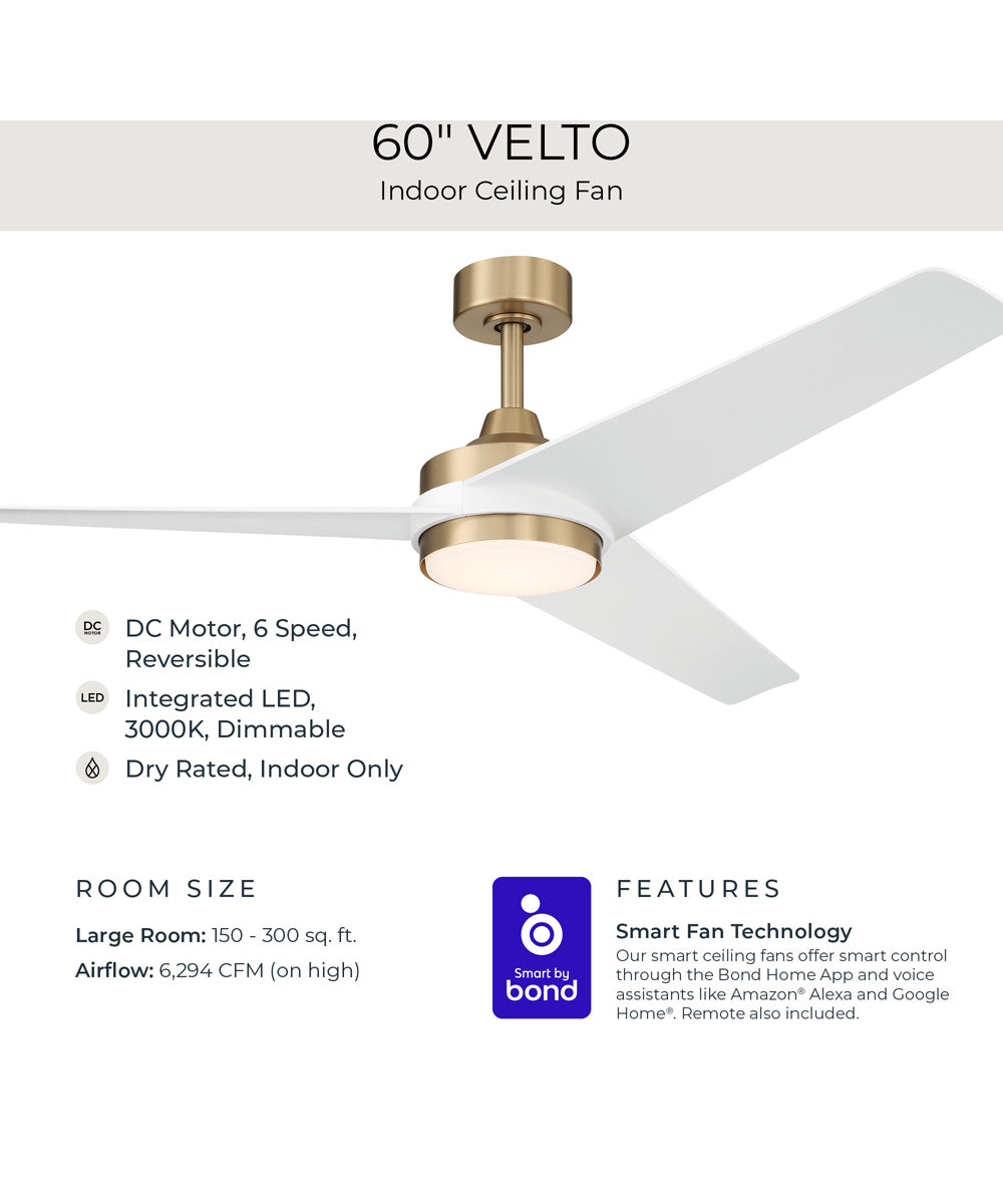 Velto 60-in. 3-Blade LED Modern Ceiling Fan Champagne Bronze