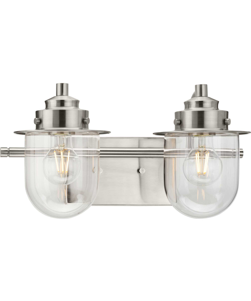 Northlake 2-Light Clear Glass Transitional Bath Light Brushed Nickel