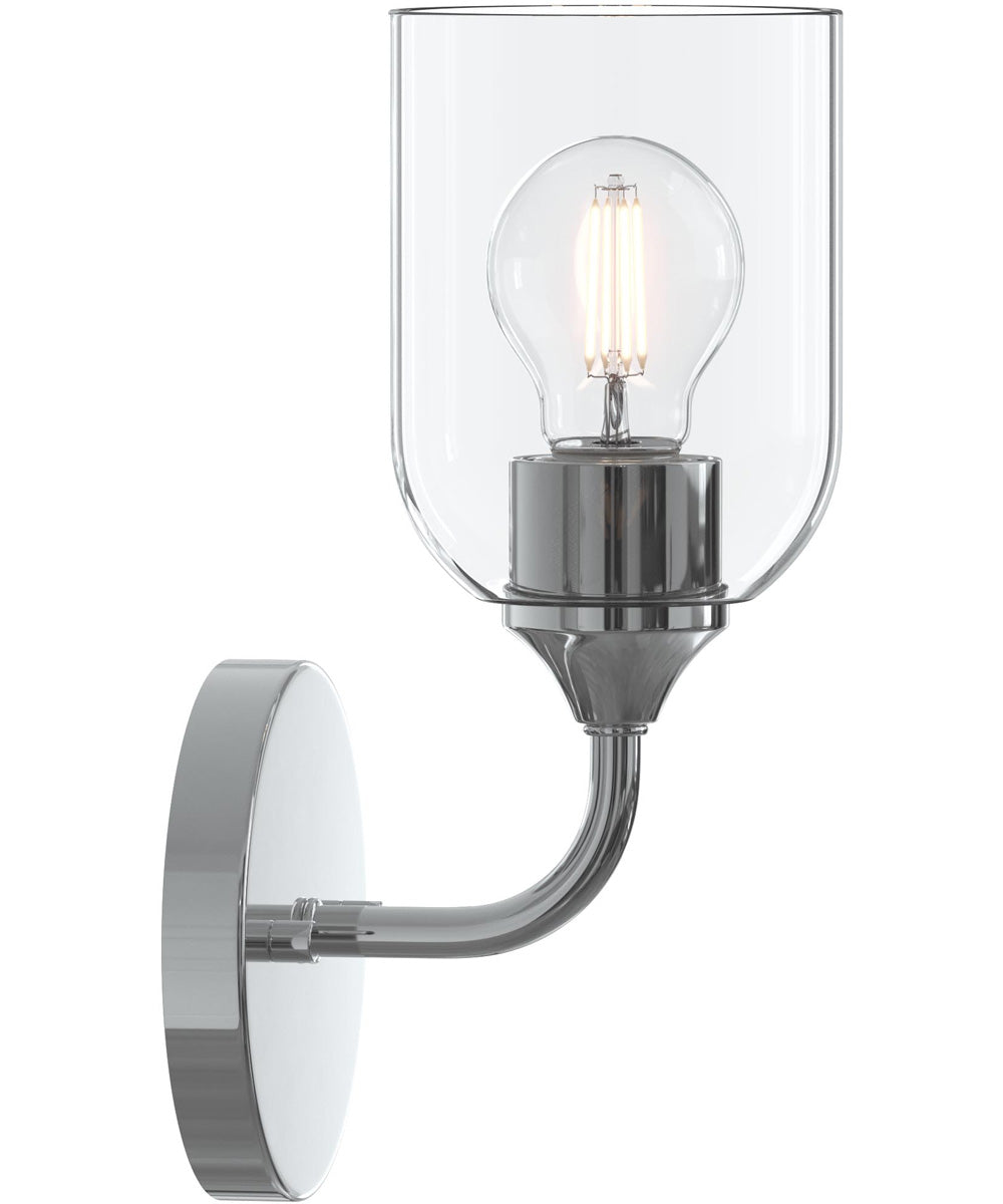 Ilia 1-Light Wall Sconce with Clear Glass Shade Polished Chrome