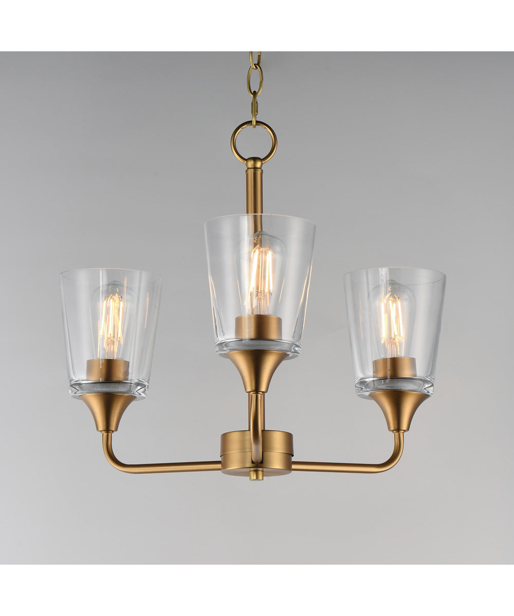Hudson 3-Light Chandelier Natural Aged Brass