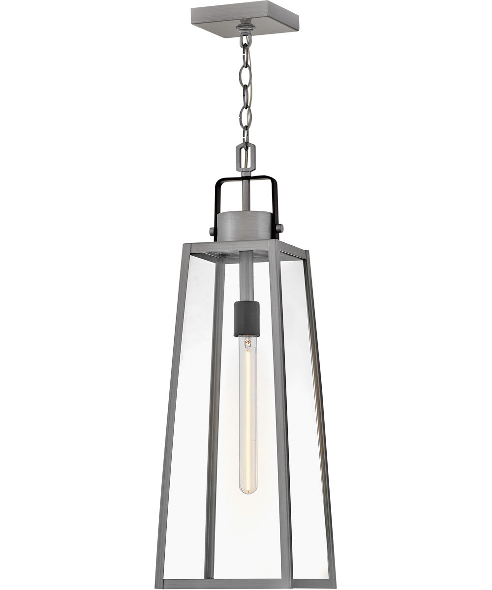 Hugh 1-Light Large Hanging Lantern in Antique Brushed Aluminum
