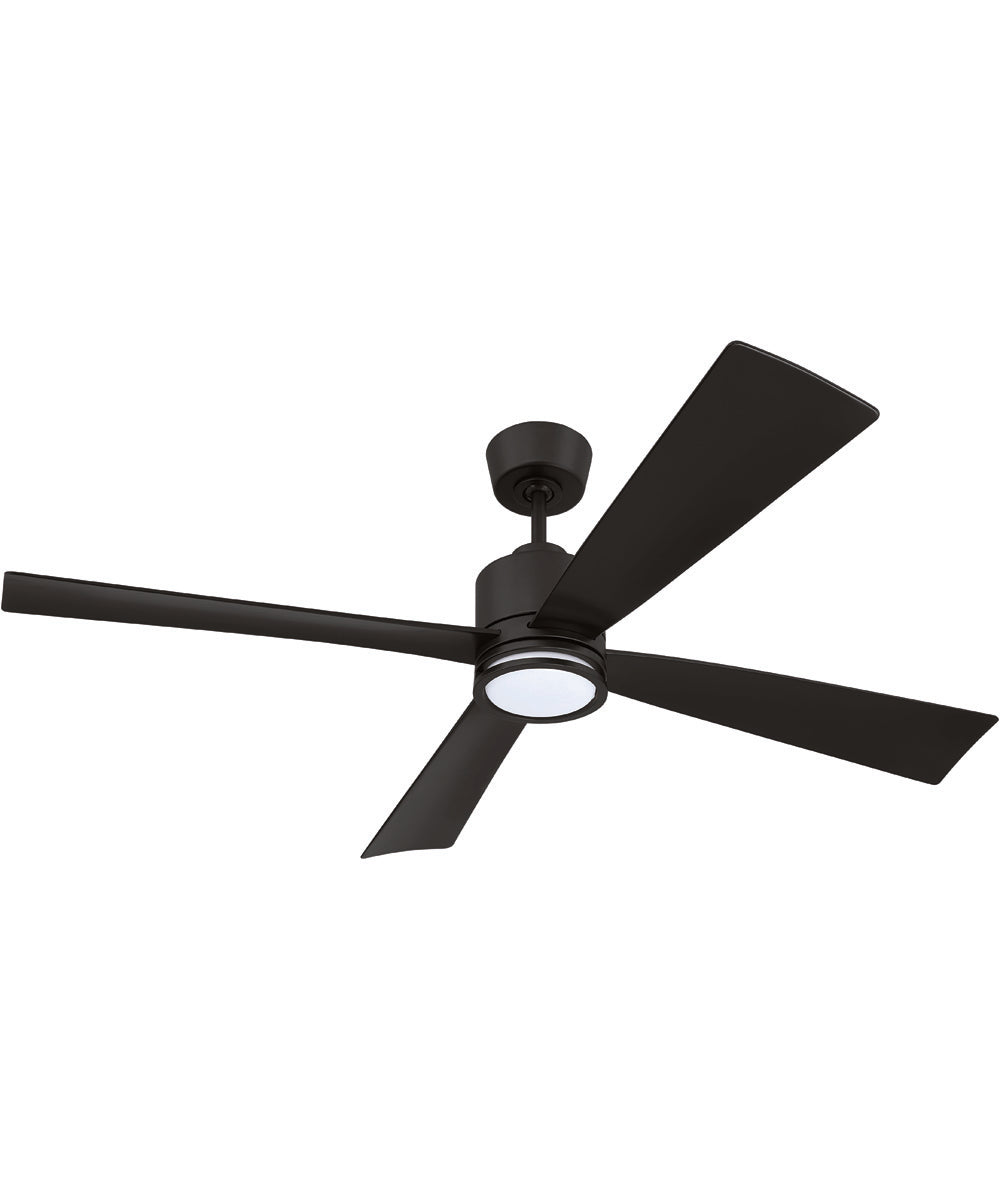 Rhett 52" 4-Blade Indoor/Outdoor Ceiling Fan Damp Rated 1-Light Fan Flat Black