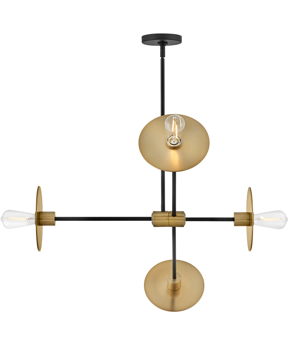 Lulu 4-Light Medium Mobile Single Tier in Lacquered Brass