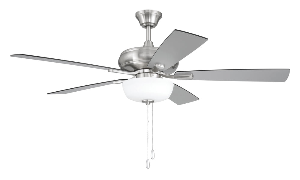EOS 2 Light Frosted White Bowl 52" Ceiling Fan 2-Light Fan Brushed Polished Nickel