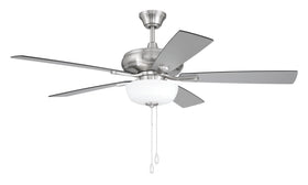 EOS 2 Light Frosted White Bowl 52" Ceiling Fan 2-Light Fan Brushed Polished Nickel
